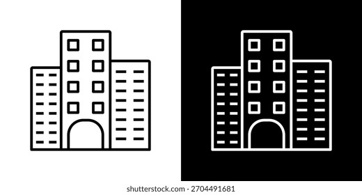 apartment icon set in black and white outline vector illustration