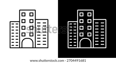 apartment icon set in black and white outline vector illustration