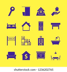 apartment icon. apartment vector icons set hotel building, bookcase flower pot, sold house and home