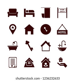 apartment icon. apartment vector icons set house location, key, home and house buying contract