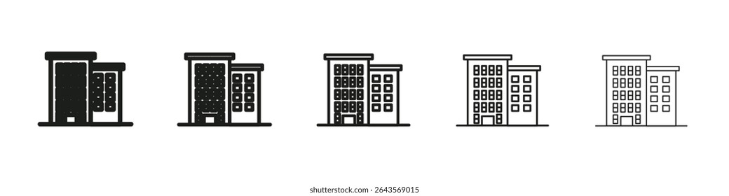 Apartamento ícone vetor contorno conjunto ilustração sinal