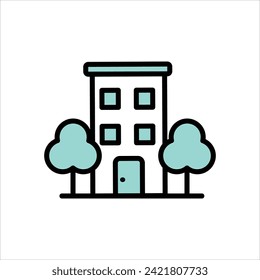 Icono de apartamento con vector de fondo blanco