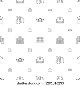apartment icons pattern seamless white background. Included editable line house and tree, business center building, building, business center icons. apartment icons for web and mobile.