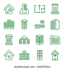 Apartment icons set. set of 16 apartment outline icons such as building, business centre, home repair, builidng, mortgage
