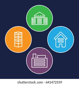 Apartment icons set. set of 4 apartment outline icons such as building