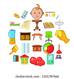 Apartment icons set. Cartoon set of 25 apartment vector icons for web isolated on white background