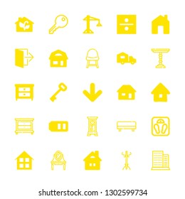 apartment icons set with livingroom, furniture and apartments vector set