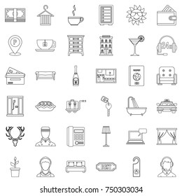 Apartment icons set. Outline style of 36 apartment vector icons for web isolated on white background