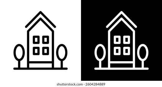 Apartment icons vectors set in stroke line style.