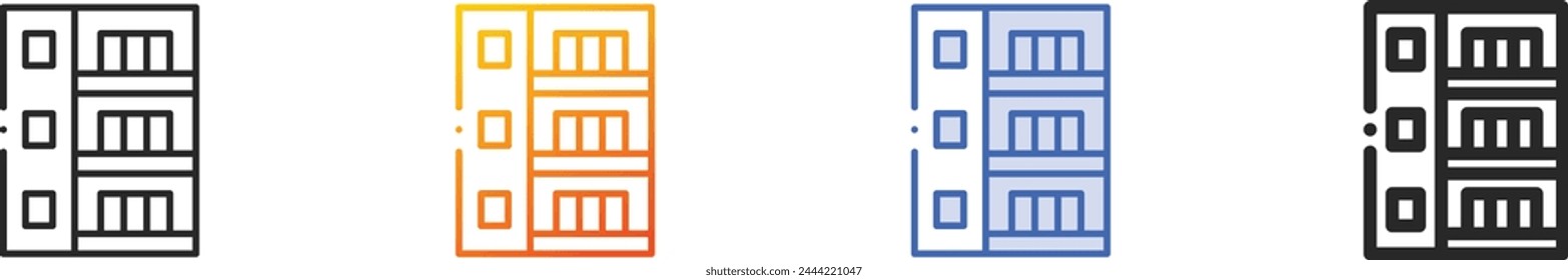 apartment icon.Thin Linear, Gradient, Blue Stroke and bold Style Design Isolated On White Background