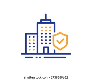 Apartment insurance hand line icon. Risk coverage sign. Building protection symbol. Colorful thin line outline concept. Linear style apartment insurance icon. Editable stroke. Vector