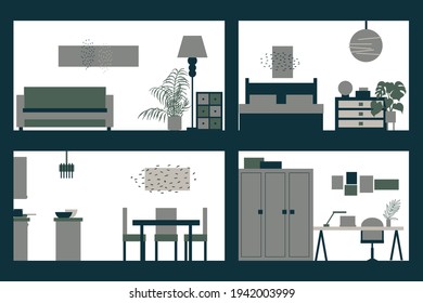 Apartment interior in cut.  Vector illustration.