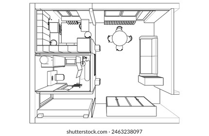 apartment interior design vector illustration