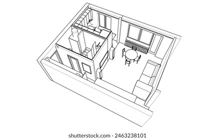 apartment interior design vector illustration