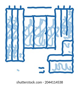 apartment interior sketch icon vector. Hand drawn blue doodle line art apartment interior sign. isolated symbol illustration