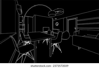 Dibujo arquitectónico vectorial interior de apartamentos
