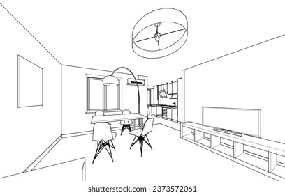 Dibujo arquitectónico vectorial interior de apartamentos