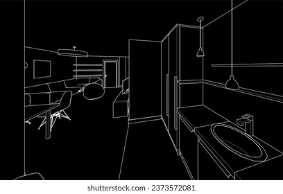 Apartment interior vector architectural drawing
