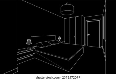 Apartment interior vector architectural drawing