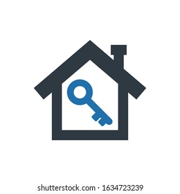 Apartment key icon in blue gray color. Fully editable vector illustration symbol.
