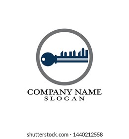 Apartment key logo template vector