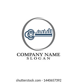 Apartment key logo template vector