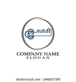 Apartment key logo template vector