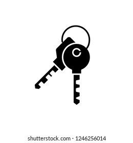Apartment keys black icon, vector sign on isolated background. Apartment keys concept symbol, illustration 