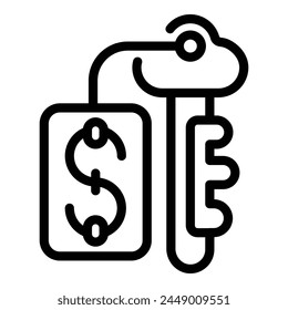 Apartment keys icon outline vector. Rent agency business. Policy sell