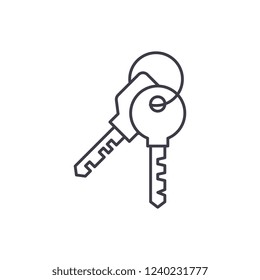 Apartment keys line icon concept. Apartment keys vector linear illustration, symbol, sign