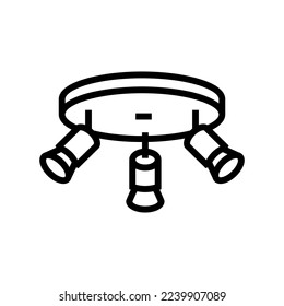Deckenmarkensymbol der Apartmentlampe, Vektorgrafik. Deckenschild für Wohnraumleuchten. isoliertes Kontursymbol