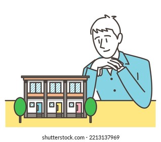 Apartment and landlord. Concept of real estate investment and real estate management【Vector illustration】