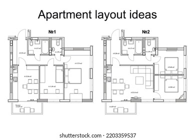 Apartment layout ideas, vector blueprint