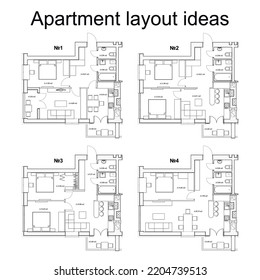 Apartment layout ideas, vector blueprint