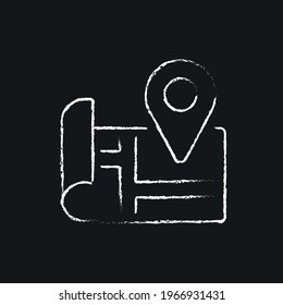 Apartment location map chalk icon. Real estate. Black silhouette symbol. Vector isolated illustration