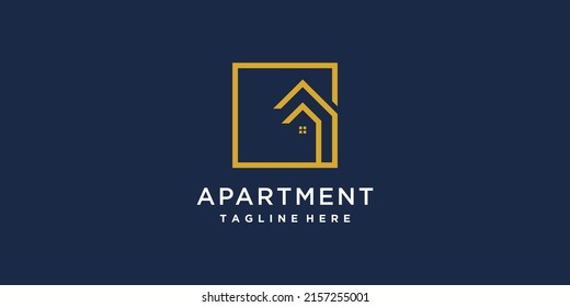 Logotipo de apartamento con concepto creativo Vector Premium