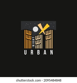 Apartment logo design with city night vibe vector graphic