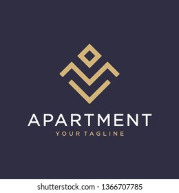 Apartment logo design concept. Universal building design.