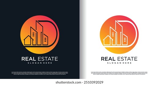 Design de logotipo de apartamento com conceito criativo para negócios Premium Vetor
