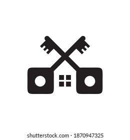 Apartment logo design incorporated with crossed key with building and home icon template
