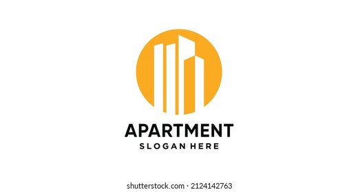 Plantilla de diseño de logotipo de apartamento con concepto de círculo