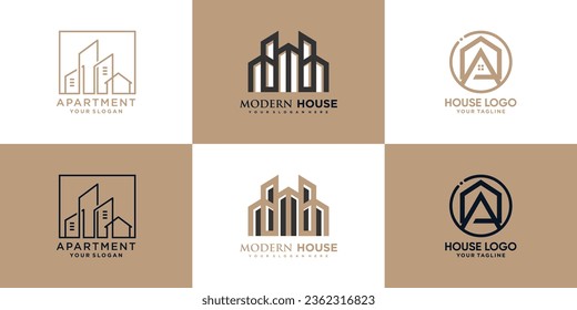 Apartment logo design template collection with modern and creative concept  Premium Vector
