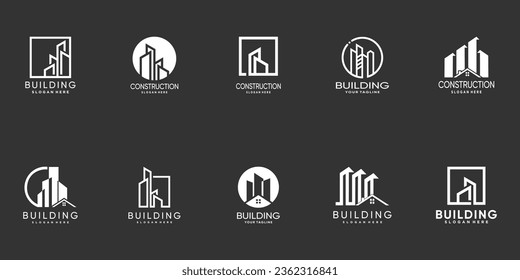 Colección de plantillas de diseño del logotipo del apartamento con concepto moderno y creativo Vector Premium