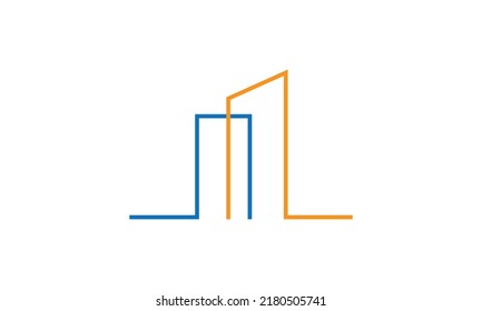 Apartment logo design template with creative line building concept