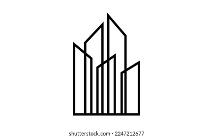 Apartment logo design template with creative line building concept	