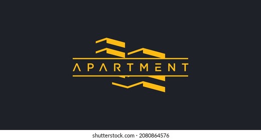 Apartment-Logo mit einzigartigem Concept-Stil Premium Vector