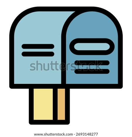 Apartment mailbox icon. Outline apartment mailbox vector icon color flat isolated