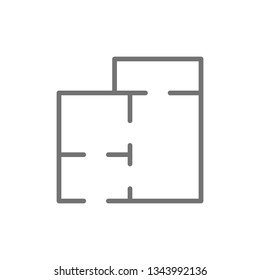 Apartment map, house project, floor plan line icon.
