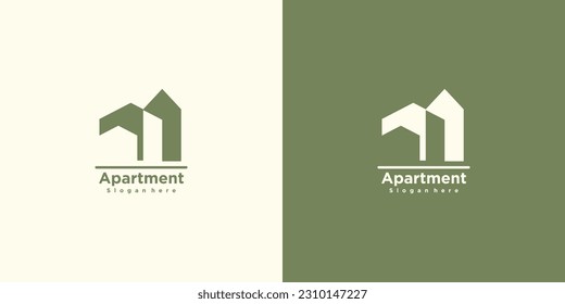 Apartment with modern creative logo design vector