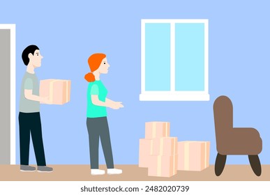 Apartment moving. Vector illustration in flat style